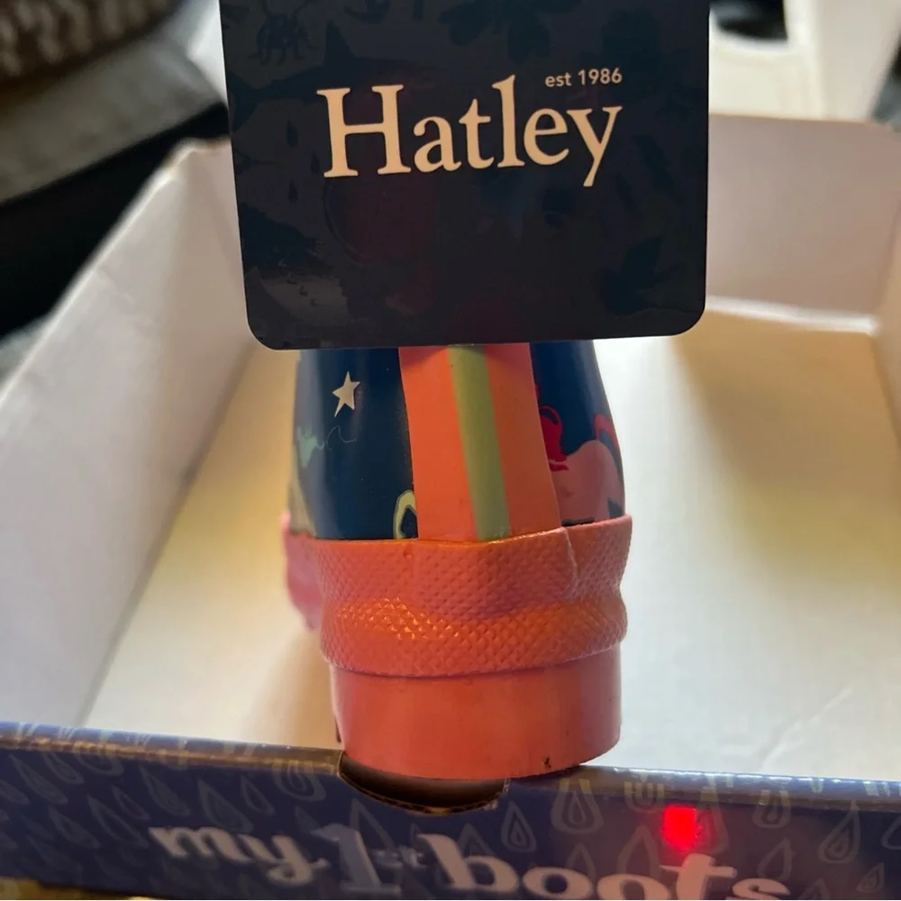 Hatley Twinkle Unicorns Blue Shiny Waterproof Pull On Rain Boots